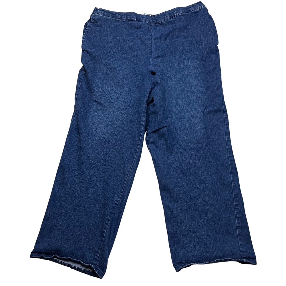 Alfred Dunner Pants Womens 18‎ Blue Denim Elastic Waist Straight Leg Stretch